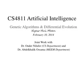 CS4811 Artificial Intelligence  Genetic Algorithms &amp; Differential Evolution  Nyew Hui Meen