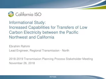 Informational Study:  Increased Capabilities for Transfers of Low  Carbon Electricity between the