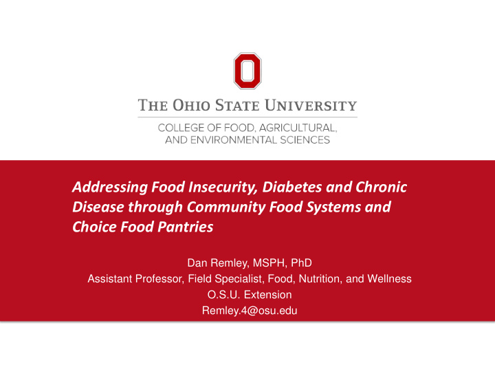 addressing food insecurity diabetes and chronic disease