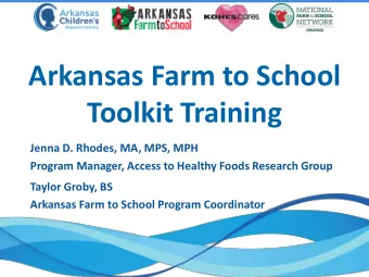 Toolkit Training  Jenna D. Rhodes, MA, MPS, MPH  Program Manager, Access to Healthy Foods Research