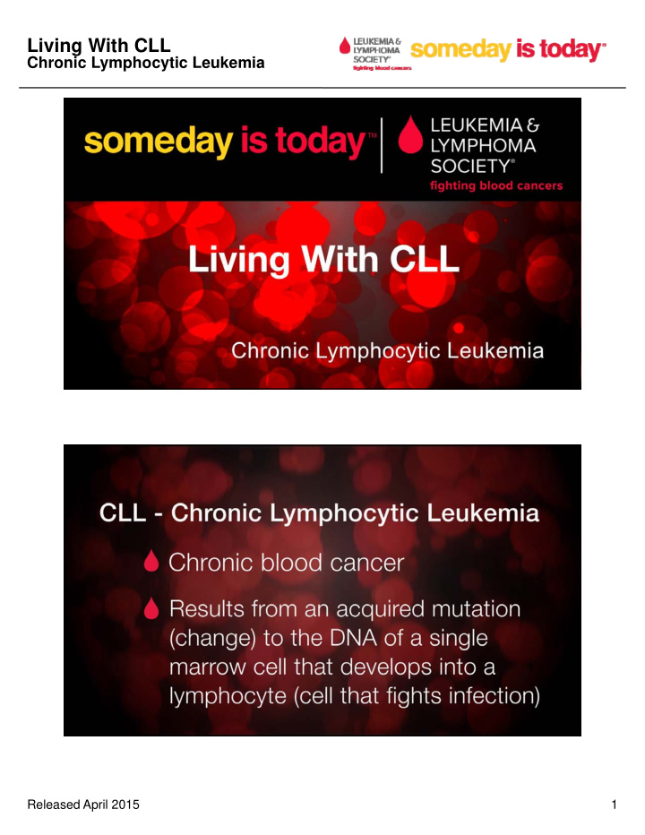 living with cll