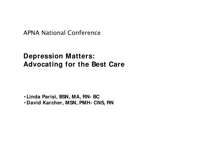 depression matters advocating for the best care