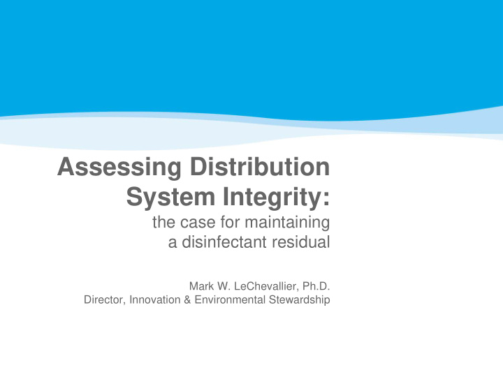 assessing distribution system integrity