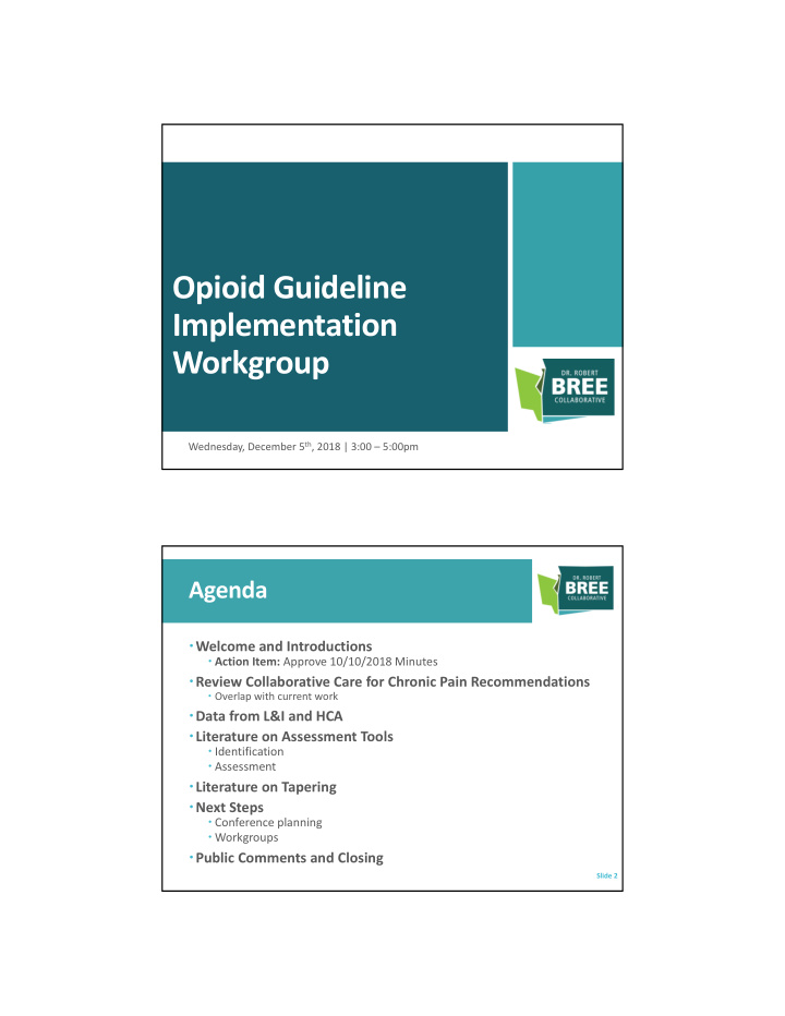 opioid guideline implementation workgroup