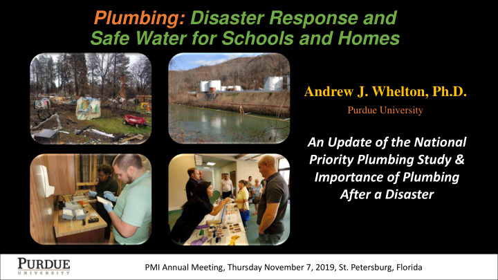 plumbing disaster response and safe water for schools and