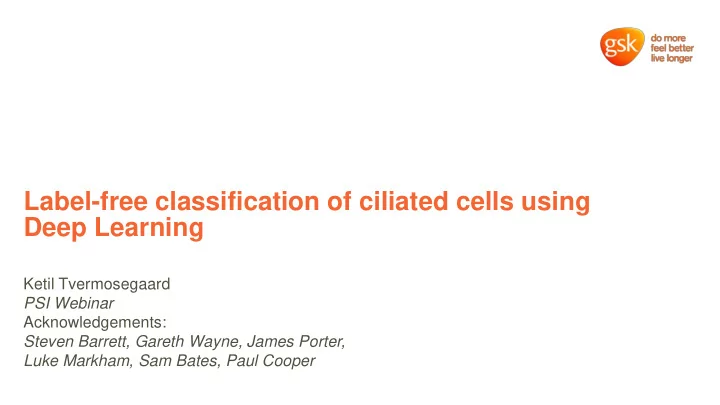 label free classification of ciliated cells using