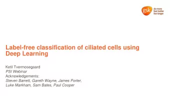 Label-free classification of ciliated cells using  Deep Learning  Ketil Tvermosegaard  PSI Webinar