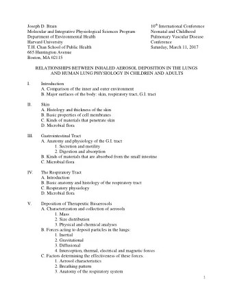 10 th International Conference  Joseph D. Brain  Molecular and Integrative Physiological Sciences