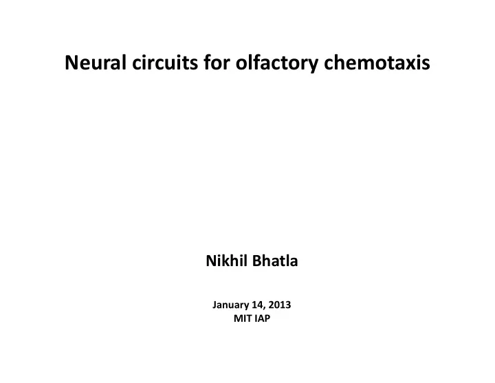 neural circuits for olfactory chemotaxis