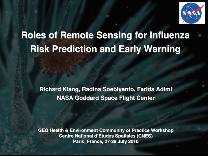 roles of remote sensing for influenza roles of remote