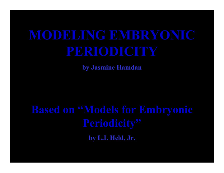 modeling embryonic periodicity