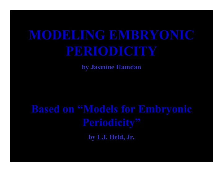 modeling embryonic periodicity