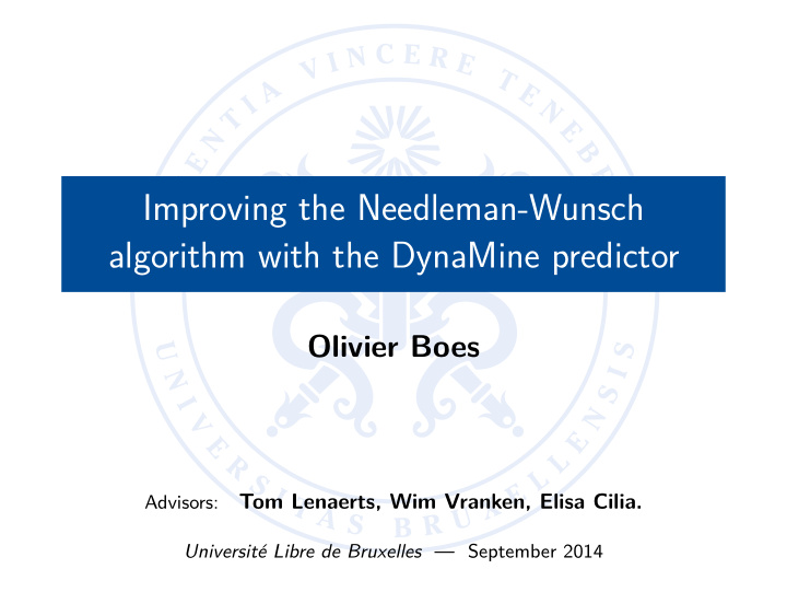 improving the needleman wunsch algorithm with the
