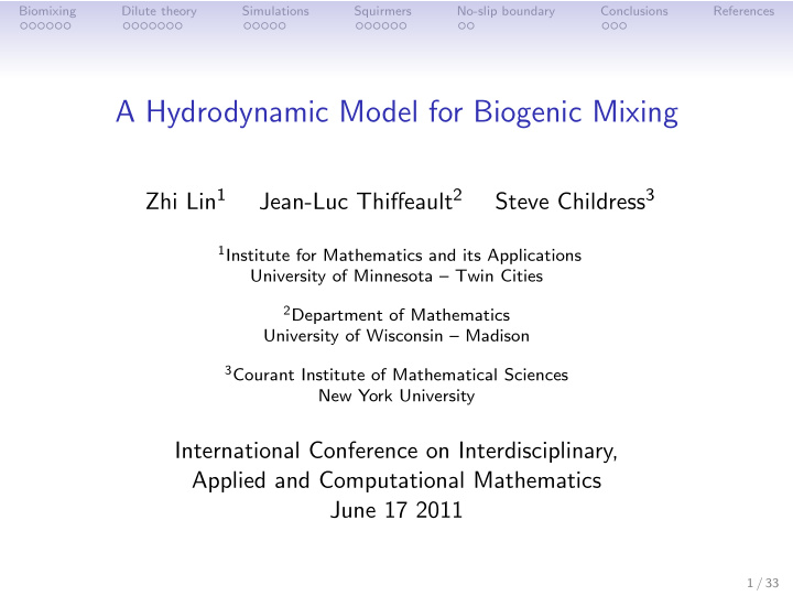 a hydrodynamic model for biogenic mixing