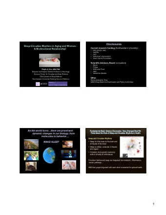 1  Sleep and Circadian Rhythms  Functions of Sleep and Circadian Rhythm  Functions of Sleep and