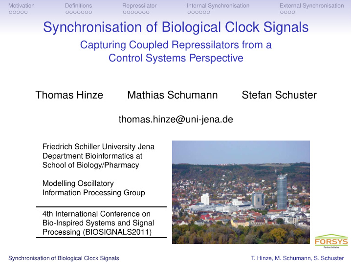 synchronisation of biological clock signals
