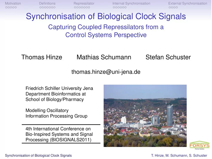 synchronisation of biological clock signals