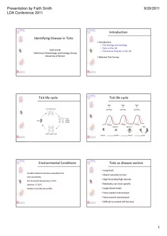 Presentation by Faith Smith  9/20/2011  LDA Conference 2011  Introduction  Identifying Disease in