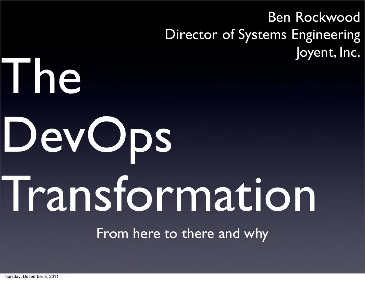 the devops transformation