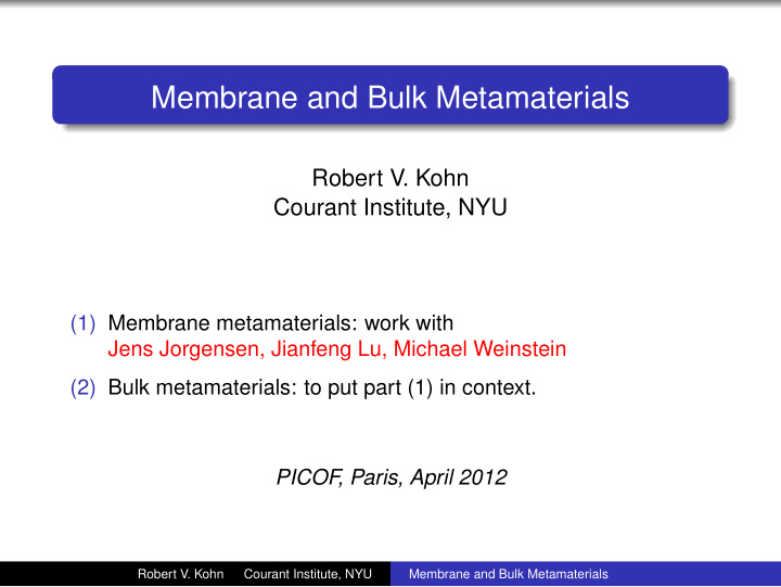 membrane and bulk metamaterials