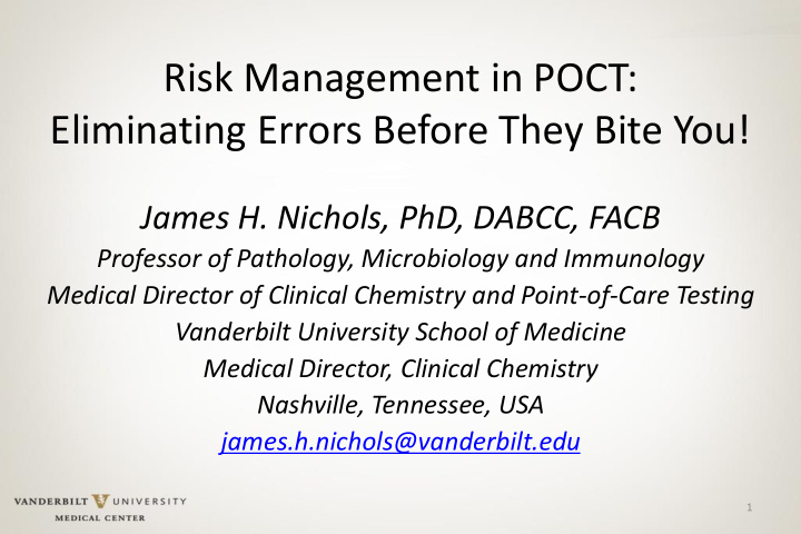 risk management in poct eliminating errors before they