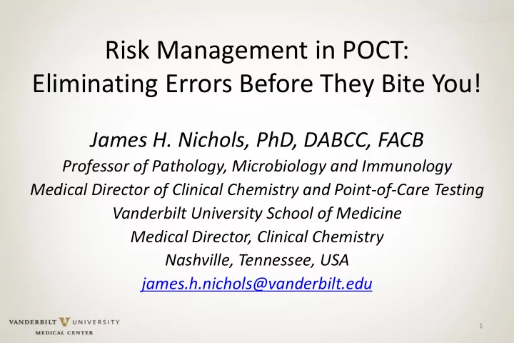 risk management in poct eliminating errors before they