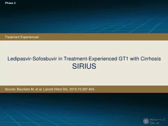 SIRIUS  Source: Bourliere M, et al. Lancet Infect Dis. 2015;15:397-404.  Ledipasvir-Sofosbuvir in