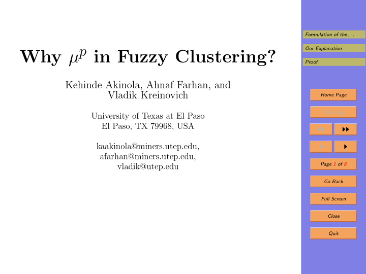 why p in fuzzy clustering