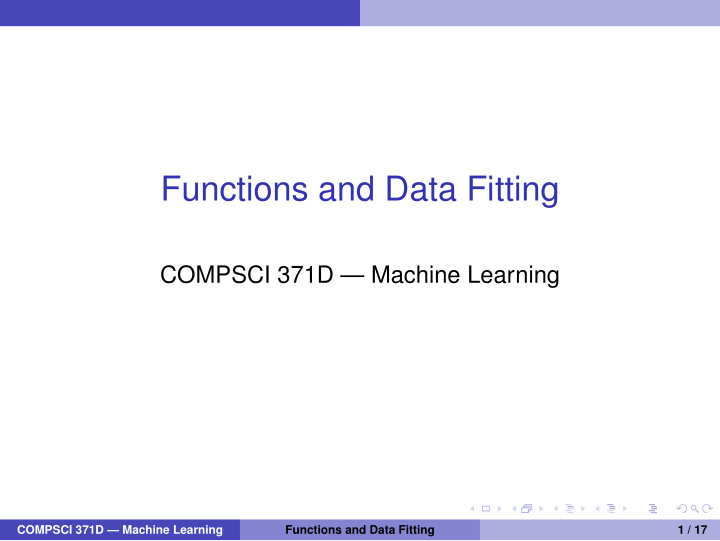 functions and data fitting