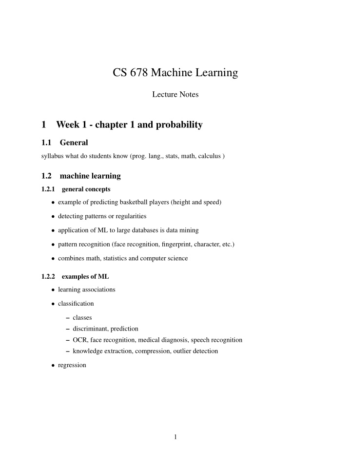 cs 678 machine learning
