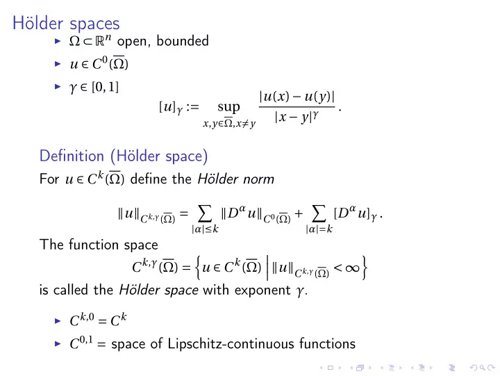 h lder spaces