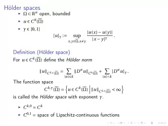 Hlder spaces    R n open, bounded  u  C 0 (  )    [0,1] | u ( x )  u