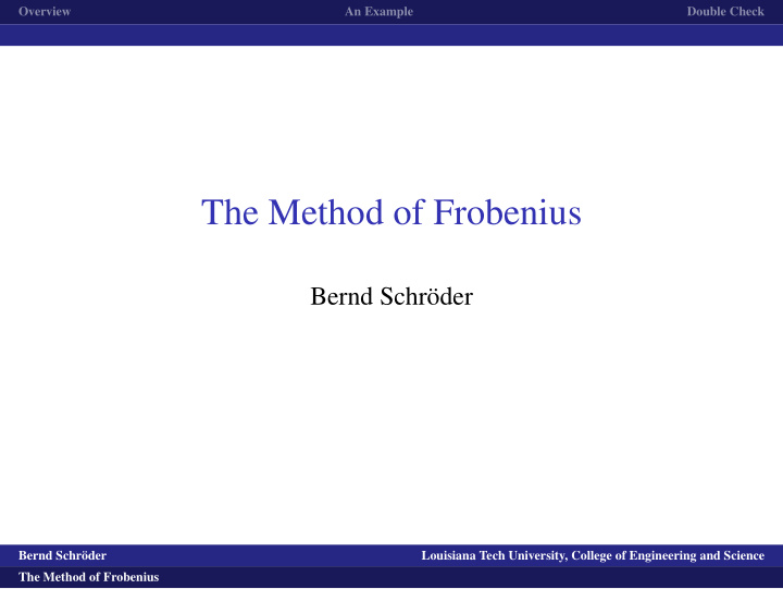 the method of frobenius