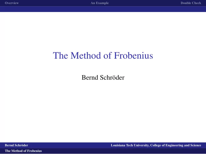 the method of frobenius