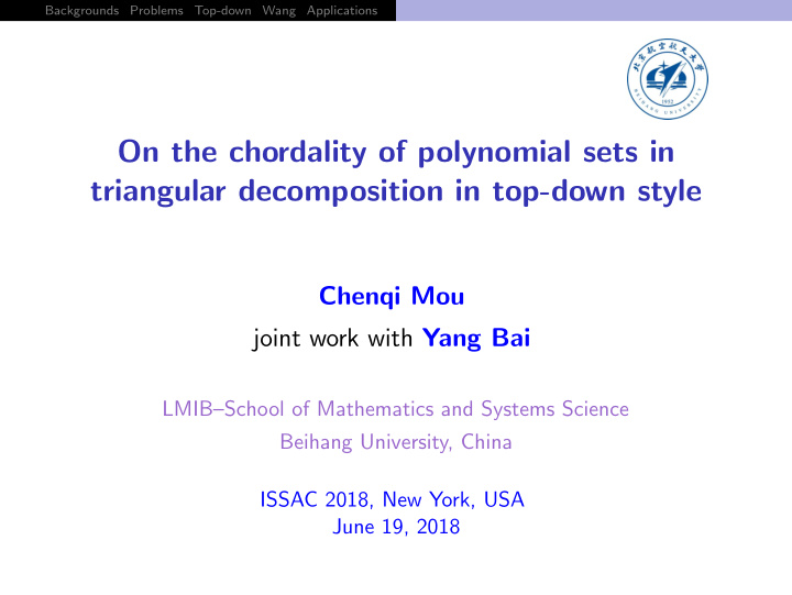 on the chordality of polynomial sets in triangular