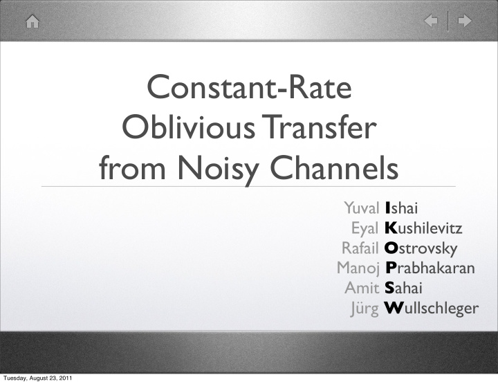 constant rate oblivious transfer from noisy channels