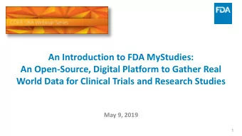 World Data for Clinical Trials and Research Studies  May 9, 2019  1  Welcome  Recording posted