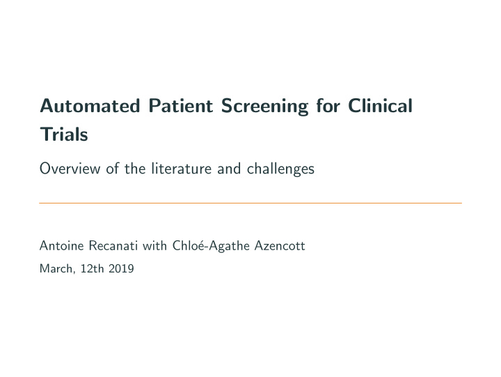 automated patient screening for clinical trials