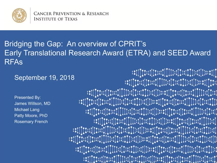 bridging the gap an overview of cprit s early