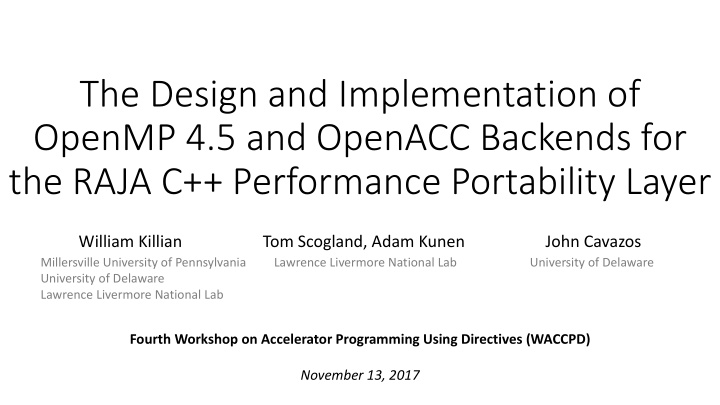 the design and implementation of openmp 4 5 and openacc