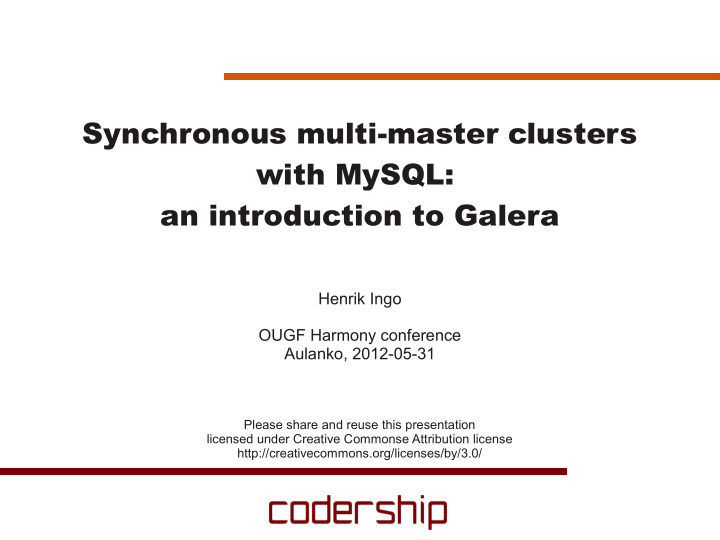 synchronous multi master clusters with mysql an