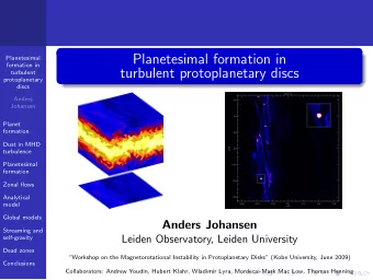 Planetesimal formation in  Planetesimal  formation in  turbulent protoplanetary discs  turbulent