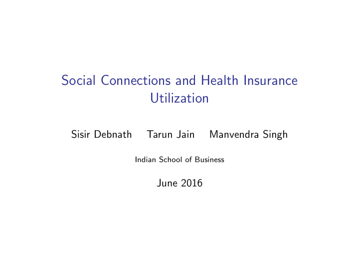 social connections and health insurance utilization