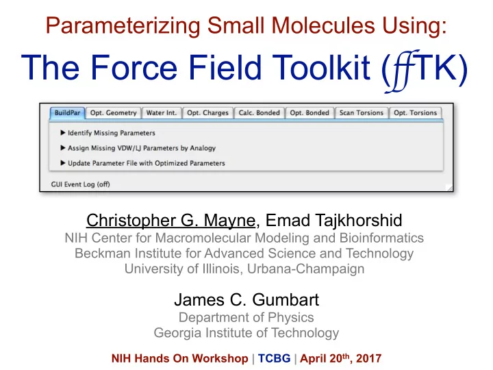 the force field toolkit ff tk