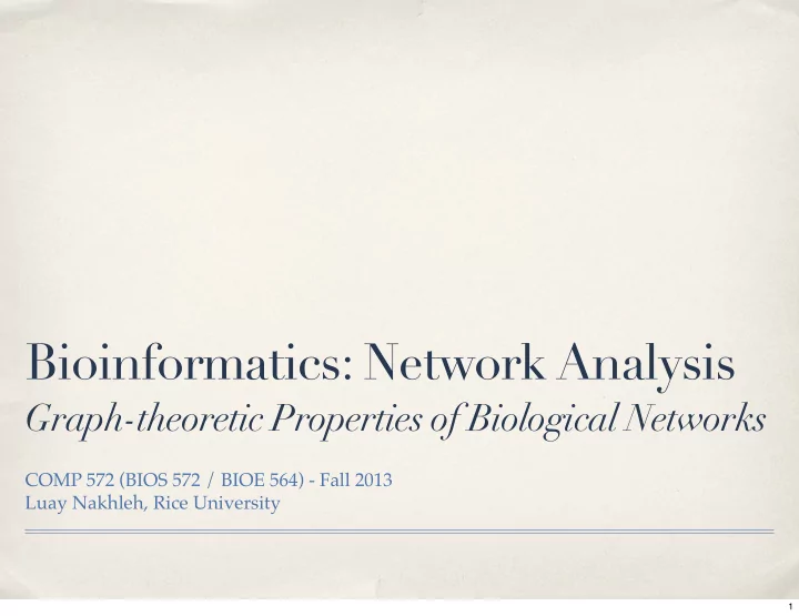 bioinformatics network analysis