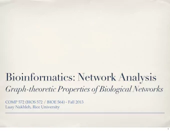 Bioinformatics: Network Analysis  Graph-theoretic Properties of Biological Networks  COMP 572 (BIOS