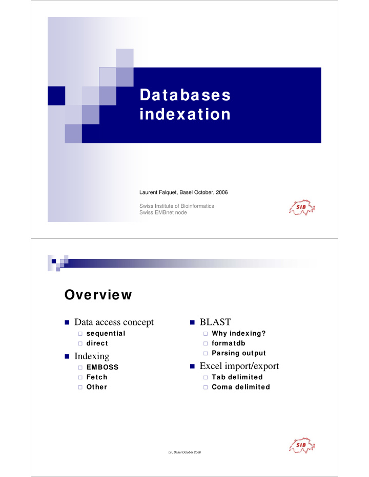 databases indexation