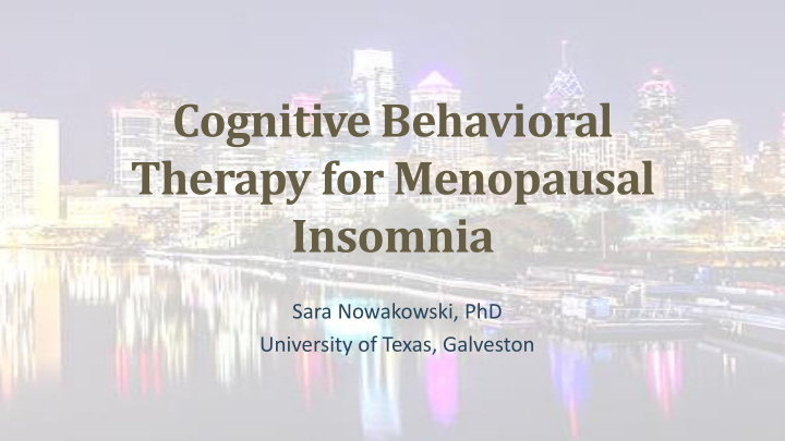 therapy for menopausal insomnia
