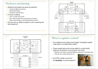 What is cognitive control?  The models weve looked at are largely recognition - based