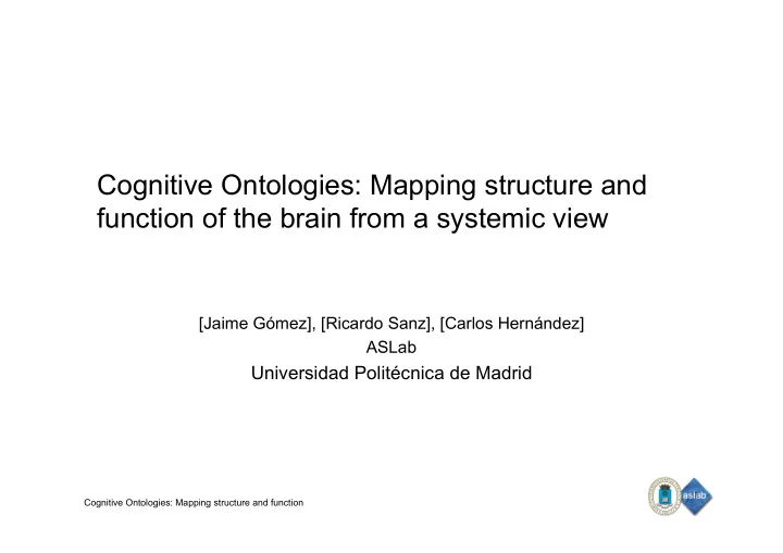 cognitive ontologies mapping structure and function of